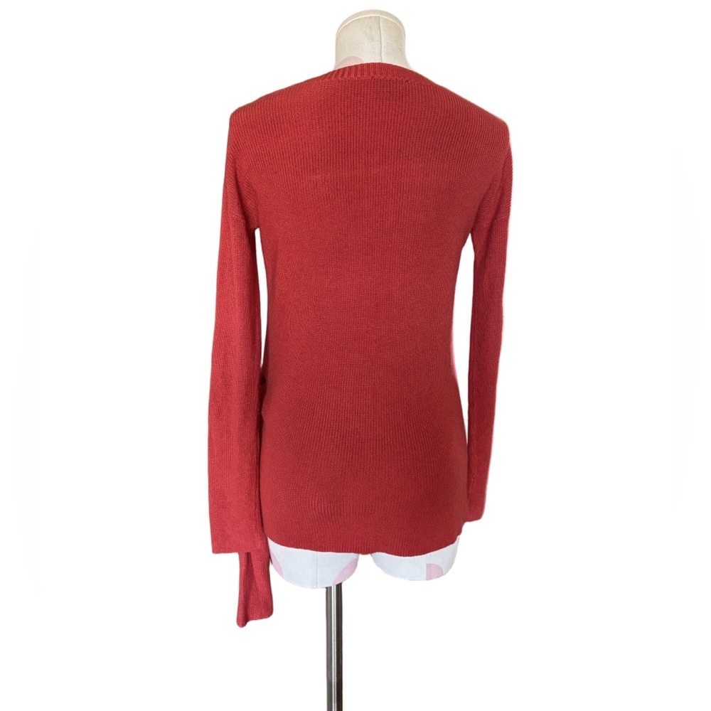 Tribal Wrap Sweater Top – Brick Red Orange – Small - Picture 6 of 10